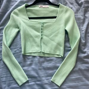 Mint Green Zara Cropped Sweater